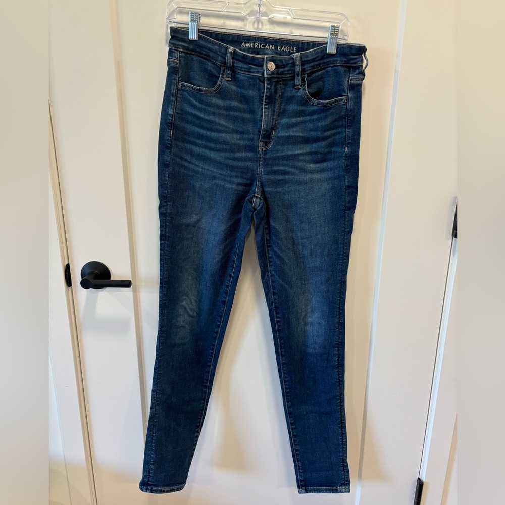 AE dark wash high rise jeggings